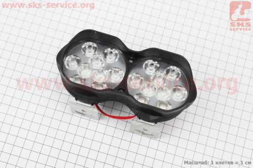 Фара двойная дополнительная светодиодная влагозащитная - 18 LED, (146* 62mm) с креплением, тип 1