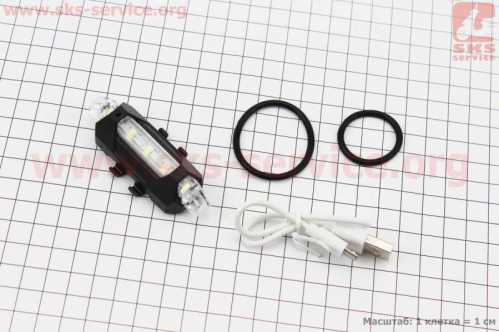 Фонарь передний 5 диодов 15 lumen, Li-ion 3.7V 330mAh зарядка от USB, влагозащитный, BS-216/АQY-093