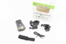 Ліхтар передній 1 діод 300 lumen, Li-ion 3.7V 1200mAh зарядка від USB, вологозахисний, чорно-сірий HJ-049 (можлива пошкоджена упаковка) Заводской стандарт OEM